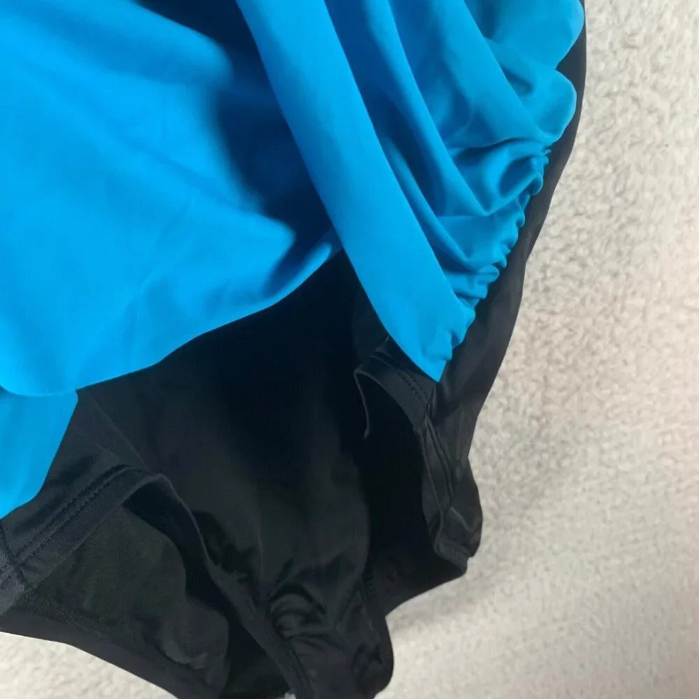 Swim Solutions Women's Ruched Front High‎ Neck One Piece Swimsuit Size 18 NWT - Picture 2 of 10